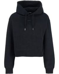 Jacquemus - 'Le Hoodie Gros Grain' Cropped Hoodie With Drawstring Hood And Logo Patch On The Front - Lyst