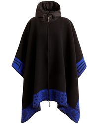 Womens Clothing Coats Capes Etro Green And Blue Jacquard Wool And Cashmere Cape 
