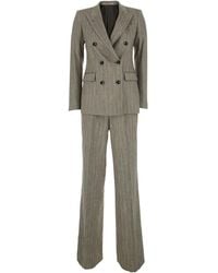 Tagliatore - Double-Breasted Suit, Linen Blend Viscose Trouser Suits - Lyst