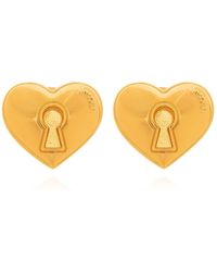 Moschino - Logo-Engraved Heart Clip-On Earrings - Lyst