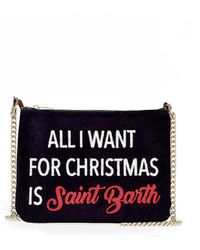 Mc2 Saint Barth - Parisienne Velvet Cross-Body Pouch Bag With All I Want For Christmas Is Saint Barth Embroidery - Lyst