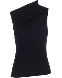 Rick Owens - 'Athena' Ribbed Knit Asymmetric Top With Wide Neckline - Lyst