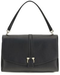 Ferragamo - Black Calf Leather Bos Taurus Shoulder Bag - Lyst