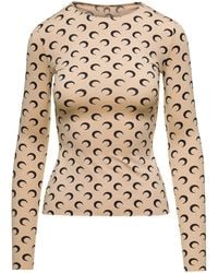 Marine Serre - Crewneck T-Shirt With All-Over Crescent Moon Print - Lyst