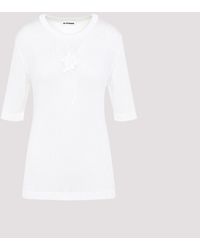 Tシャツ・カットソー Jil Sander Jil Sander Flower Crochet T-Shirt Jil Sander Crochet-Flower Knit T-Shirt in Blue | Lyst