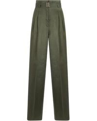 Max Mara - High-Waisted Straight-Leg Linen Trousers Straight - Lyst