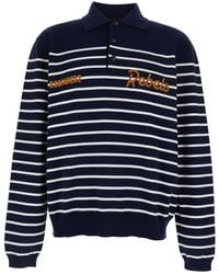 DSquared² - Long Sleeve Polo With Logo Embroidery On The Front And All-Over Stripes - Lyst