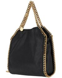 Stella McCartney - '3chain' Mini Black Tote Bag With Logo Engraved On Charm In Faux Leather Woman - Lyst
