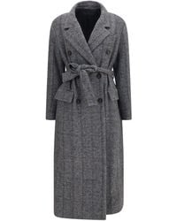 Brunello Cucinelli - Long Alpaca-Blend Coat With Belt - Lyst