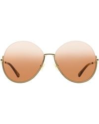 Chloé - Round Sunglasses Ch0067s Gold/havana 61mm - Lyst
