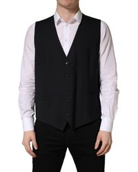 Dolce & Gabbana - Wool Single Breasted Waistcoat Vest Virgin Elastane Clothing - Lyst