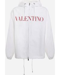 Valentino Cotton Blend Pea Coat With Contrasting Logo Print - Men - White