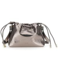 A.P.C. - Metallic Shoulder Bag With Logo Lettering On The Front And Drawstring Closure - Lyst