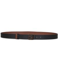Fendi - And Dark Leather 30 Mm Reversible Ff Belt - Lyst