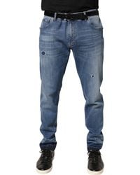 Dolce & Gabbana - Tattered Skinny Cotton Denim Jeans Elastane Clothing - Lyst