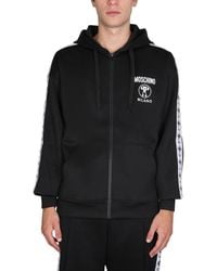 Moschino - Full-Zip Sweatshirt With Logo Accents - Lyst