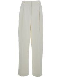 TOTEME - High-Waist Cotton Blend Pants - Lyst