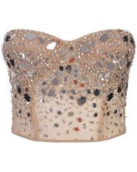 Ermanno Scervino - Nude Tulle Bustier Top With Degradé Crystal Applications - Lyst