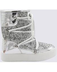 Chiara Ferragni - Silver Glitter Flat Ankle Boots - Lyst