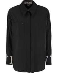 Elisabetta Franchi - Poplin Shirt With Logo On Cuffs - Lyst