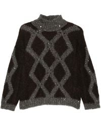 Panicale - Argyle Knit Mock Neck Sweater Alpaca - Lyst