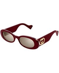 Gucci - Sunglasses Oval Full Rim, Shiny Burgundy Frame And With Light Mirror Lens Gg0517S009 - Lyst