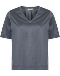Blanca Vita - Lisle Cotton V-Neck T-Shirt - Lyst