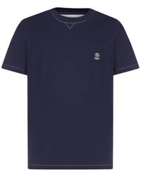 Brunello Cucinelli Logo Embroidered Crewneck T-shirt - Blue