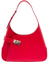 Ferragamo - Hobo Shoulder Bag With Asymmetric Pocket And Gancini Buckle - Lyst