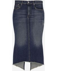 MATIERES FECALES - Cotton Denim Skirt - Lyst
