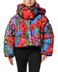 Dolce & Gabbana - Dolce & Gabbana Floral Print Puffer Jacket - Lyst