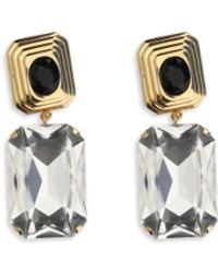 Alessandra Rich - Clip-On Earrings With Crystal Drop Glass; Brass - Lyst