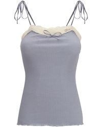 Chloé - Chloé Jersey And Lace Thin Strap Top Cashmere - Lyst