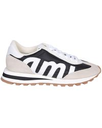 Ami Paris - Leather And Canvas Sneakers - Lyst