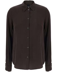 Pinko - Crepe De Chine Pleated Shirt Silk Blouses - Lyst