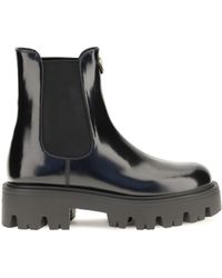 Prada - Brushed Leather Ankle Boots - Lyst