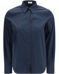 Brunello Cucinelli - Shirt With Embellishments Cotton; Polyamide; Elastane - Lyst