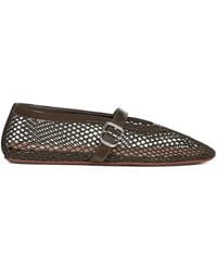 Alaïa - Khaki Fishnet Ballet Flats - Lyst