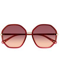 Chloé - Hexagon Frame Sunglasses - Lyst