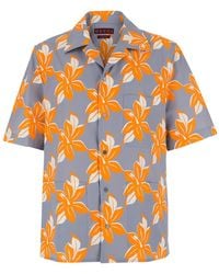 Gucci - Bowling Shirt With Cuban Collar And All-Over Floral Print - Lyst
