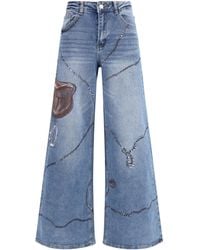 Ella - Palazzo Long Painted Jeans Regular Fit Cotton; Polyester - Lyst