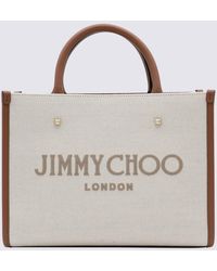 Jimmy Choo - Natural Canvas And Leather Avenue Small Tote Bag - Lyst