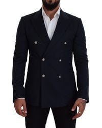 Dolce & Gabbana - Blue Double Breasted Formal Coat Blazer - Lyst