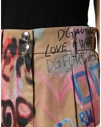 Dolce & Gabbana - Graffiti Print Cotton Blend Mini Skirt Polyester - Lyst
