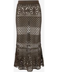 Pinko - Long Skirt Made Of Viscose Blend With Patterned Crochet Effect - Lyst