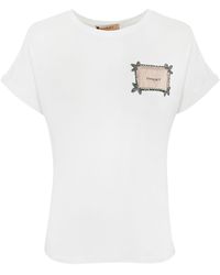 Twin Set - T-Shirt With Label And Rhinestones - Lyst