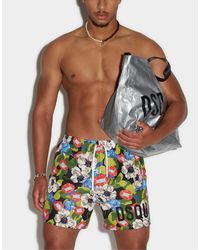 DSquared² - Flowers Print Logo Swim Shorts Clothing Beachwear - Lyst