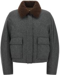 Brunello Cucinelli - Shearling Collar Cropped Jacket - Lyst
