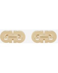 Ferragamo - Brass Cufflinks With Engraved Logo Accessory - Lyst