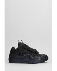 Lanvin - Curb Black Calf Leather Sneakers - Lyst